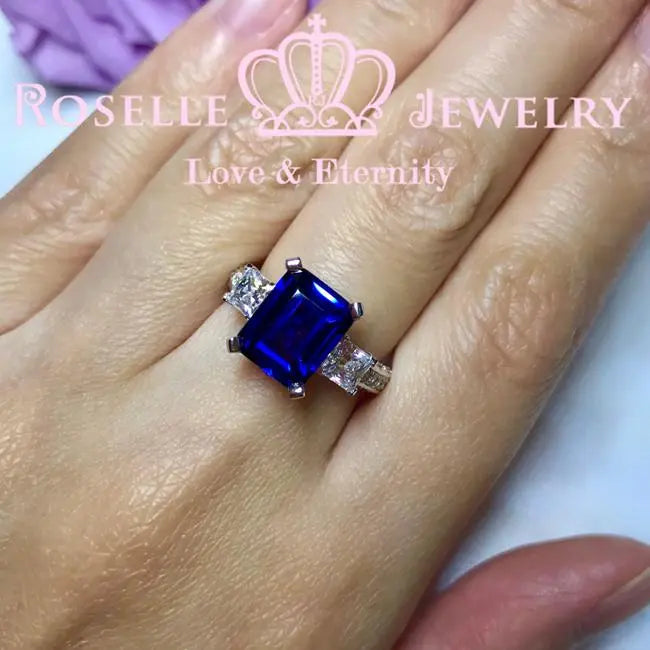 Emerald Cut Side Stone Engagement Rings - TS1 [Clearance ] - Roselle Jewelry