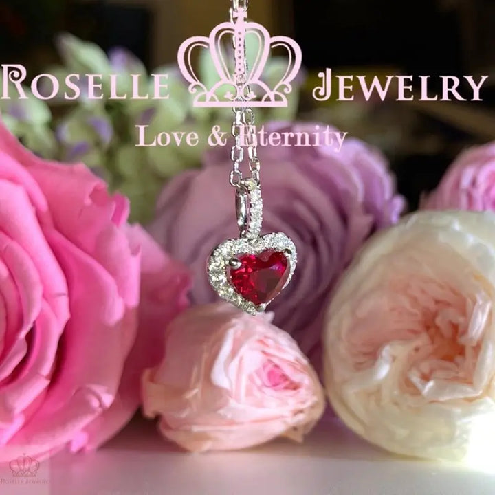 Halo Happy Heart Shape Drop Pendants - HC4 - Roselle Jewelry