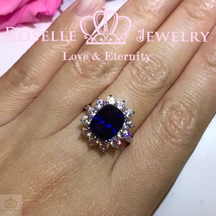 Lab Grown Sapphire Cushion Cut Halo Engagement Rings - OS2 - Roselle Jewelry