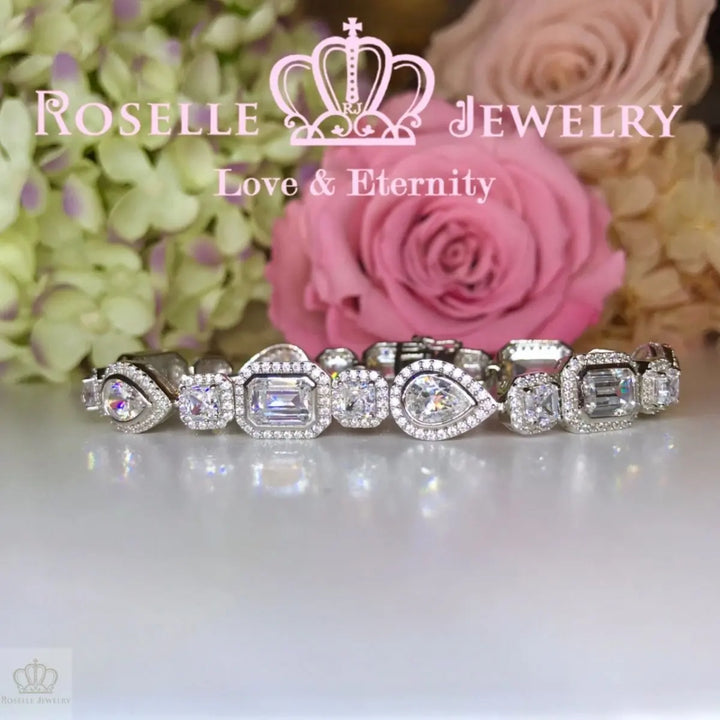 Emerald Cut, Pear Cut & Princess Cut Grand Bracelet -BP1 - Roselle Jewelry