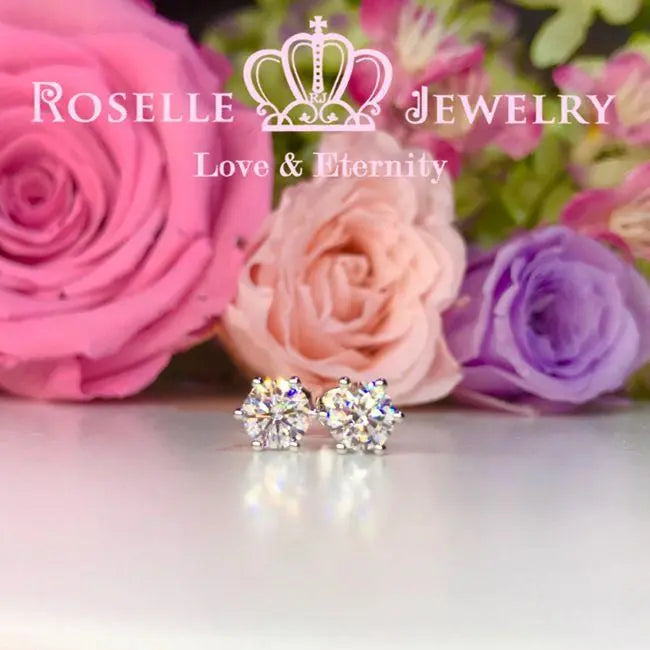 Six Prong 0.50CT Stud Earrings - H50 - Roselle Jewelry