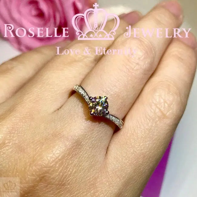 V Shape Side Stone Engagement Ring - T21 - Roselle Jewelry