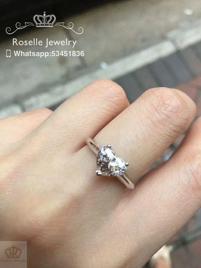 Happy Heart Shape Solitaire Engagement Ring - NH1 - Roselle Jewelry