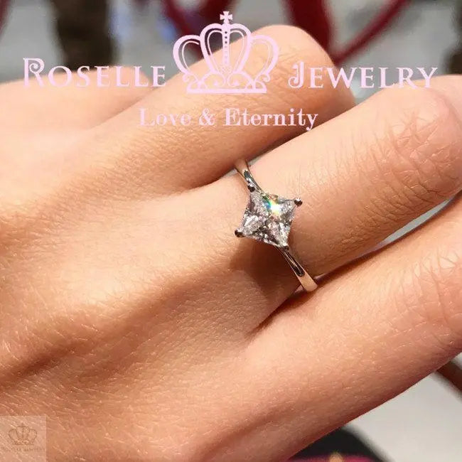 Princess Cut Solitaire Twist Engagement Ring - NS1 - Roselle Jewelry