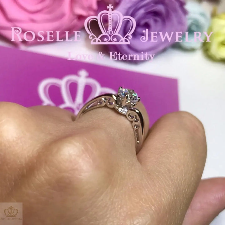 Round Brilliant Cut Filigree Solitaire Engagement Ring - V20 - Roselle Jewelry