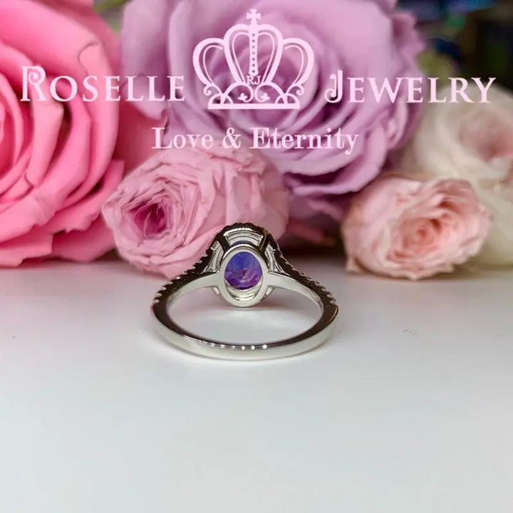 Lab Grown Sapphire Oval Halo Engagement Ring - OS4 - Roselle Jewelry