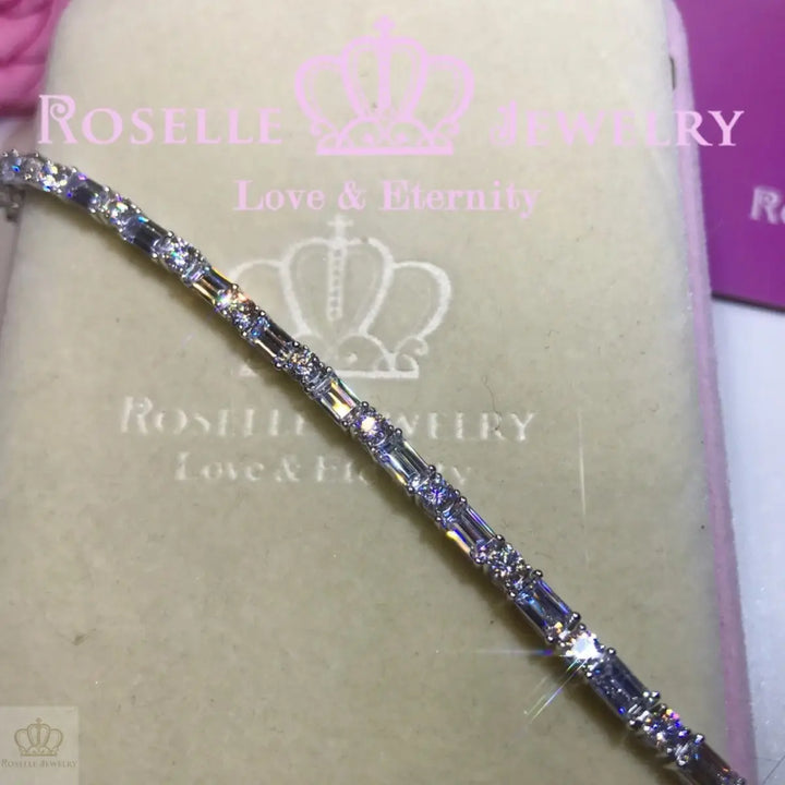Emerald Cut and Round Brilliant Cut Tennis Bracelet - BE1 - Roselle Jewelry