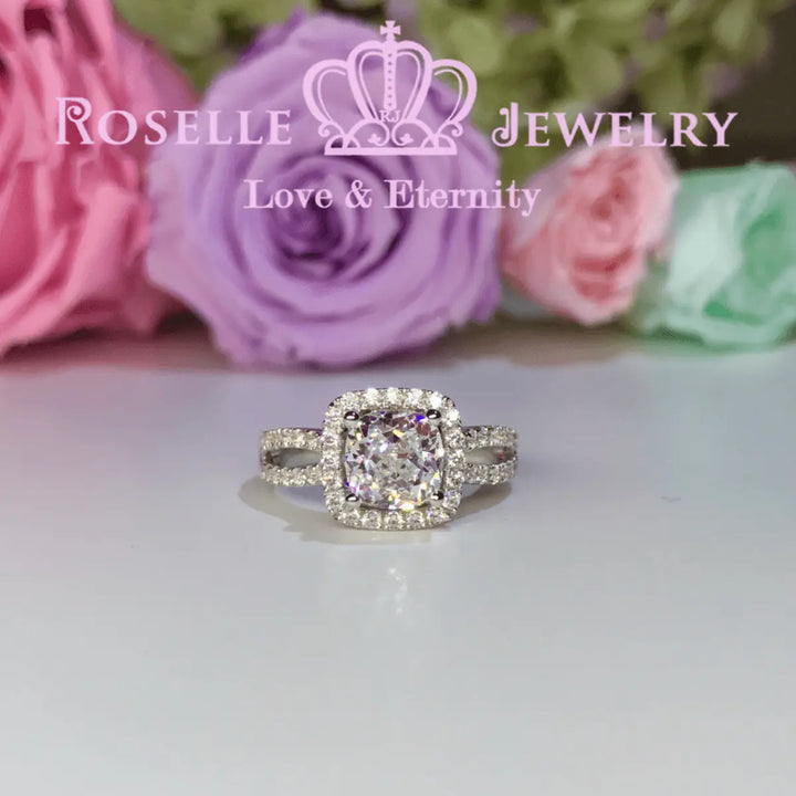Cushion Cut Halo Engagement Ring - VC3 - Roselle Jewelry
