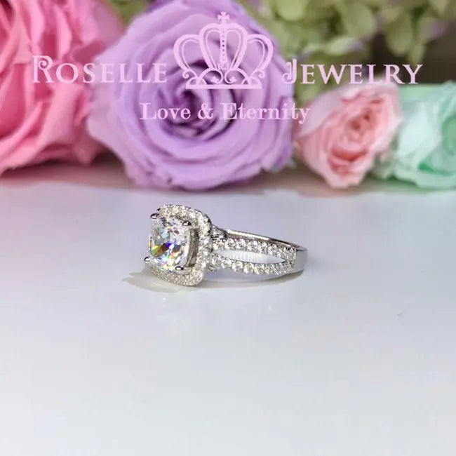 Cushion Cut Halo Engagement Ring - VC3 - Roselle Jewelry