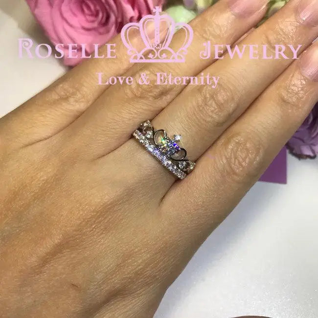 Crown Side Stone Engagement Ring Setting - TN1S - Roselle Jewelry