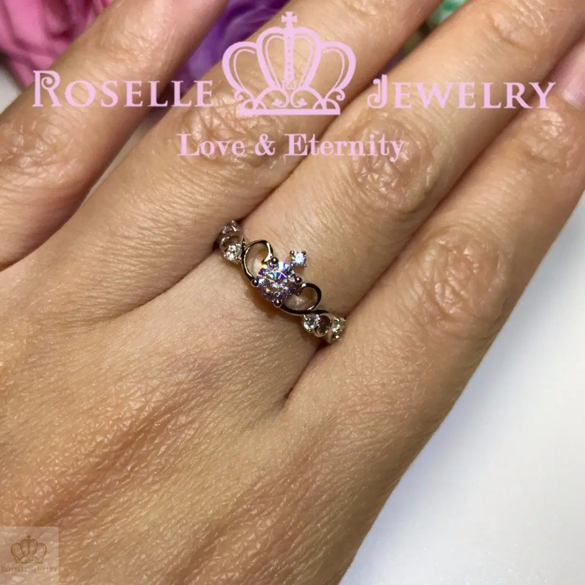 Crown Side Stone Engagement Ring - TN1 - Roselle Jewelry