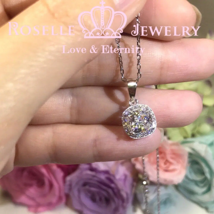 Halo Cushion Cut Drop Pendants - CH1 - Roselle Jewelry