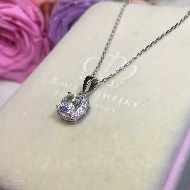 Halo Cushion Cut Drop Pendants - CH1 - Roselle Jewelry