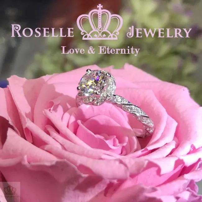Floral Vintage Engagement Ring - V21 - Roselle Jewelry