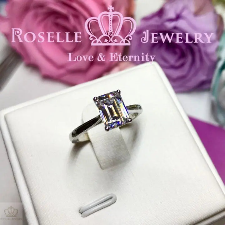 Emerald Cut Solitaire Engagement Ring - NE1 - Roselle Jewelry