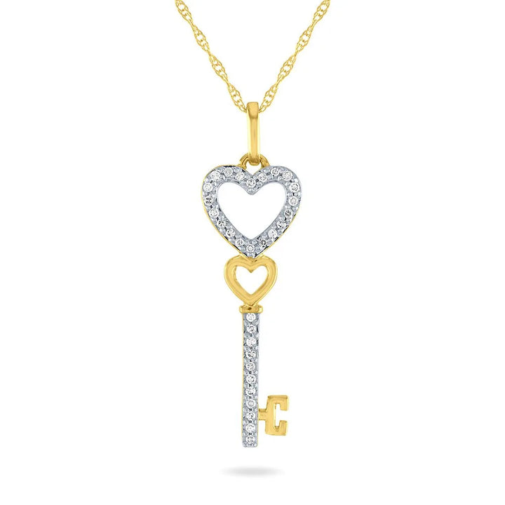 Heart Key Diamond Pendant [pre order] - SN006 - Roselle Jewelry