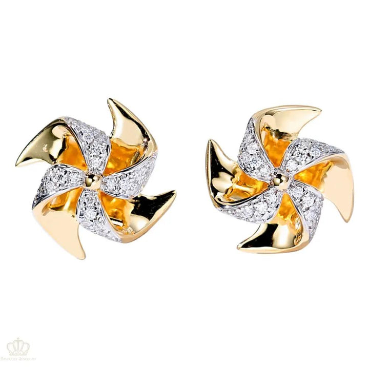 Diamond Pinwheel Stud Earrings - SE019 Charlisa
